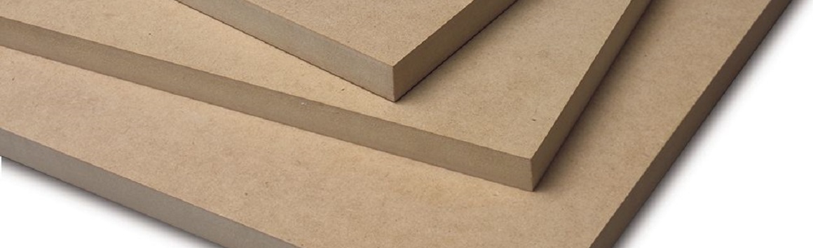 An image of MDF Medium Density Fibreboard with reference to the Old Lami Ltd. MDF range of products in 6mm, 8mm, 10mm, 12mm, 16mm, 18mm, 25mm and 30mm thicknesses, along with white painted HDF, cream HDF and 18mm chipboard.